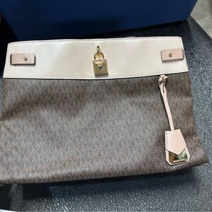 Michael Kors Brown and Cream Tote with Lock